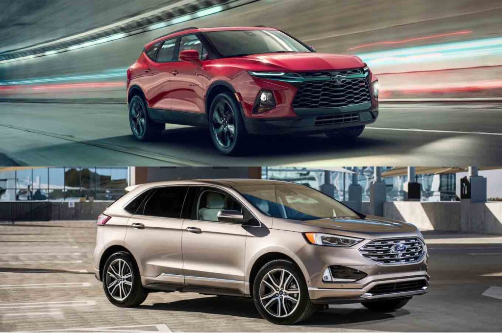 Chevrolet Blazer 2019 против Ford Edge. Внешний вид и особенности дизайна.